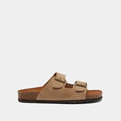 Mules à Brides épaisses En Croute Taupe 4 Mules à Brides épaisses En Croute Taupe – Image 2