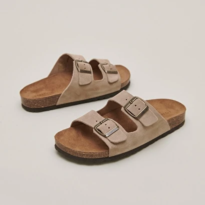 Mules à Brides épaisses En Croute Taupe 5 Mules à Brides épaisses En Croute Taupe – Image 3