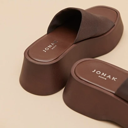 Mules à Plateformes En Textile Marron Foncé 7 Mules à Plateformes En Textile Marron Foncé – Image 5