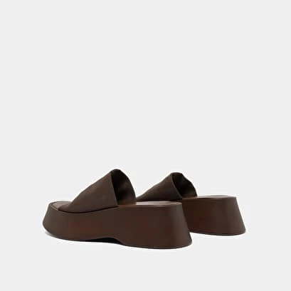 Mules à Plateformes En Textile Marron Foncé 8 Mules à Plateformes En Textile Marron Foncé – Image 6