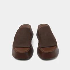 Mules à Plateformes En Textile Marron Foncé 15 Mules à Plateformes En Textile Marron Foncé -Xoxo Boutique 01W009251G.1708618532