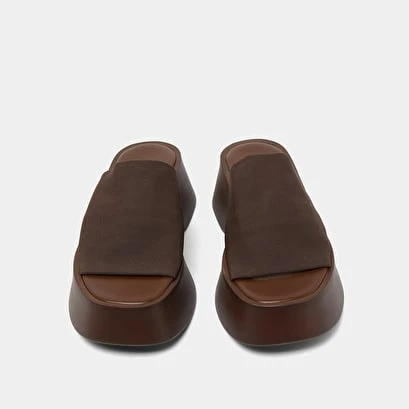 Mules à Plateformes En Textile Marron Foncé 9 Mules à Plateformes En Textile Marron Foncé – Image 7