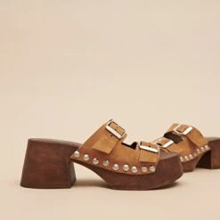 Mules à Plateformes Et Bouts Ouverts En Croute Cognac -Xoxo Boutique 01W009252C.1708517185