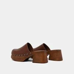 Mules à Plateformes En Cuir Marron Foncé -Xoxo Boutique 01W009254F.1708517196