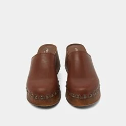 Mules à Plateformes En Cuir Marron Foncé -Xoxo Boutique 01W009254G.1708621045