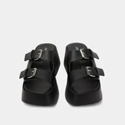 Mules à Brides épaisses, Boucles Et Bouts Ouverts En Cuir Grainé Noir 15 Mules à Brides épaisses, Boucles Et Bouts Ouverts En Cuir Grainé Noir -Xoxo Boutique 01W009257G.1708621133