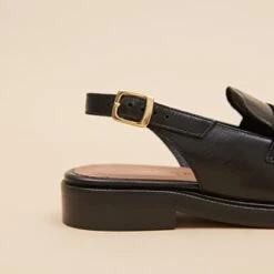 Mocassins à Bouts Arrières Ouverts En Cuir Noir -Xoxo Boutique 01W009288E.1708516919