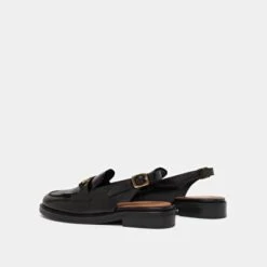 Mocassins à Bouts Arrières Ouverts En Cuir Noir -Xoxo Boutique 01W009288F.1708516920