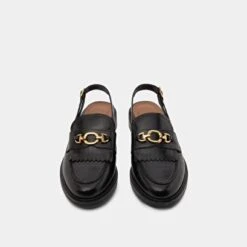 Mocassins à Bouts Arrières Ouverts En Cuir Noir -Xoxo Boutique 01W009288G.1708516920