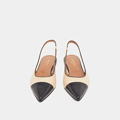 Ballerines à Bouts Pointus En Cuir Noir Et Beige 9 Ballerines à Bouts Pointus En Cuir Noir Et Beige – Image 7