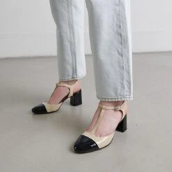 Salomés à Talons En Vernis Noir Et écru