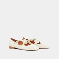 Ballerines à Brides Entrecroisées En Vernis Et Cuir écrus -Xoxo Boutique 01W009293D.1708517006