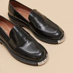 Mocassins à Pièces Métalliques En Cuir Glacé Noir -Xoxo Boutique 01W009295E.1708516955