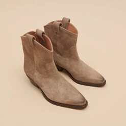 Boots à Talons Biseautés En Croute Taupe -Xoxo Boutique 01W009296C.1708516972