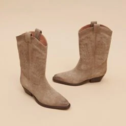 Bottes à Talons Biseautés Et Motifs En Croute Taupe -Xoxo Boutique 01W009297C.1708516976