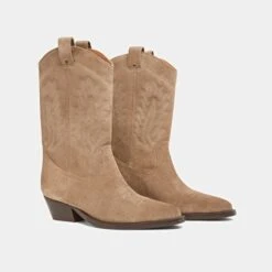 Bottes à Talons Biseautés Et Motifs En Croute Taupe -Xoxo Boutique 01W009297D.1708617971