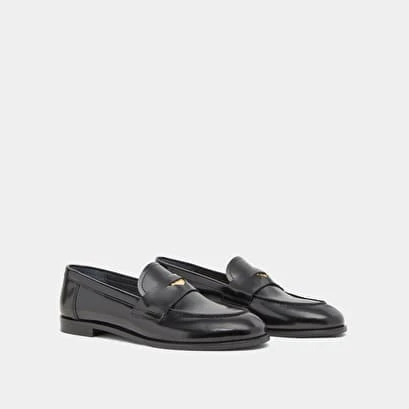 Mocassins à Empiècements Dorés En Cuir Glacé Noir 6 Mocassins à Empiècements Dorés En Cuir Glacé Noir – Image 4