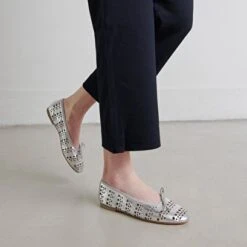 Ballerines Ajourées En Cuir Métallisé Argent