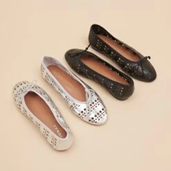 Ballerines Ajourées En Cuir Noir -Xoxo Boutique 01W009323G.1708516937