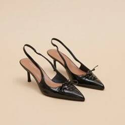 Escarpins à Bouts Arrières Ouverts En Cuir Brillant Noir -Xoxo Boutique 01W009326C.1708516969