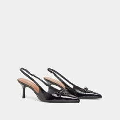 Escarpins à Bouts Arrières Ouverts En Cuir Brillant Noir -Xoxo Boutique 01W009326D.1708516970