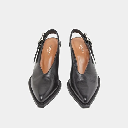 Escarpins à Talons Biseautés En Cuir Noir 9 Escarpins à Talons Biseautés En Cuir Noir – Image 7