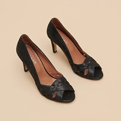 Escarpins à Hauts Talons En Velours Laminé Noir 3 Escarpins à Hauts Talons En Velours Laminé Noir