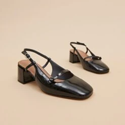 Babies à Bouts Arrières Ouverts En Vernis Plissé Noir -Xoxo Boutique 01W009332C.1708516908