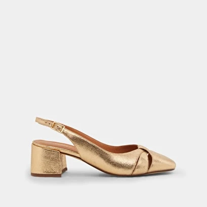 Babies à Bouts Carrés En Cuir Craquelé Or 4 Babies à Bouts Carrés En Cuir Craquelé Or – Image 2