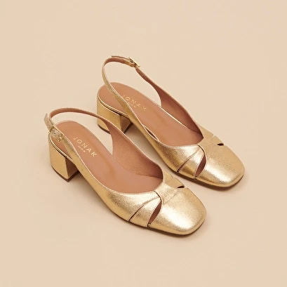 Babies à Bouts Carrés En Cuir Craquelé Or 5 Babies à Bouts Carrés En Cuir Craquelé Or – Image 3