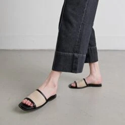 Plagettes En Textile Beige Et Cuir Noir 11 Plagettes En Textile Beige Et Cuir Noir -Xoxo Boutique 01W009346C.1708517128