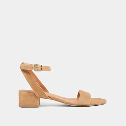 Sandales à Petits Talons En Velours Camel 4 Sandales à Petits Talons En Velours Camel – Image 2