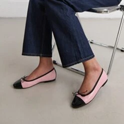 Ballerines à Bouts Ronds Et Nœuds En Cuir Rose Et Vernis Noir -Xoxo Boutique 01W009449C.1708101891