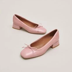 Ballerines à Petits Talons En Vernis Plissé Rose -Xoxo Boutique 01W009454C.1708102140