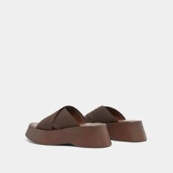 Mules Compensées à Lanières Croisées En élastique Marron Foncé 15 Mules Compensées à Lanières Croisées En élastique Marron Foncé -Xoxo Boutique 01W009465F.1708517176