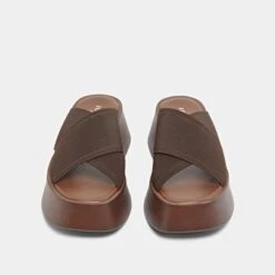 Mules Compensées à Lanières Croisées En élastique Marron Foncé 17 Mules Compensées à Lanières Croisées En élastique Marron Foncé -Xoxo Boutique 01W009465H.1708618632