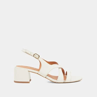 Sandales à Talons En Cuir Vieilli écru 4 Sandales à Talons En Cuir Vieilli écru – Image 2