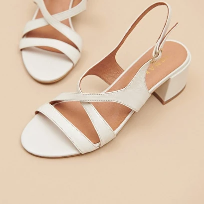 Sandales à Talons En Cuir Vieilli écru 7 Sandales à Talons En Cuir Vieilli écru – Image 5